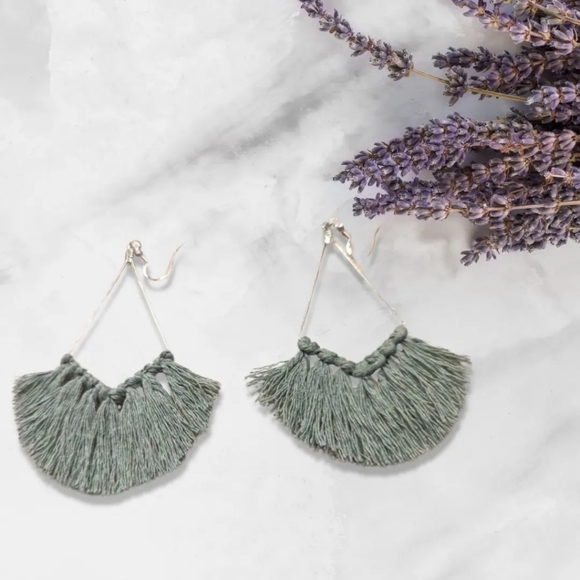 Hand Crafted Jewelry - Teal Fringe dangle earrings